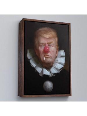 Uslucan Alışveriş Ahşap Çerçeveli Palyaço Donald Trump TABLO-7849