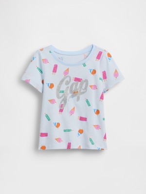 Gap Kız Bebek Açık Mavi Logo T-Shirt