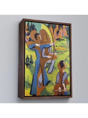 Uslucan Alışveriş Ahşap Çerçeveli Ernst Ludwig Kirchner - Okçular Tablosu - ARCHERS-8064