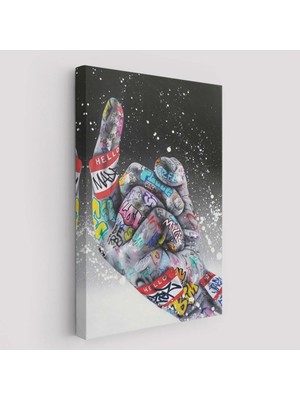 Uslucan Alışveriş Graffiti Orta Parmak Izi Graffiti, Küfürlü El Hareketi, Hip Hop Anvas TABLO-5314