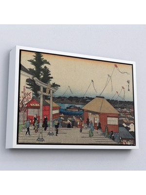 Uslucan Alışveriş Ahşap Çerçeveli Hiroşige, Yushima'daki Tenjin Tapınağı TABLOSU-7028