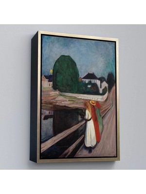 Uslucan Alışveriş Ahşap Çerçeveli Edvard Munch - Köprüdeki Kızlar Tablo - The Girls On The BRIDGE-7429