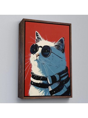 Uslucan Alışveriş Ahşap Çerçeveli Cool Kedi TABLO-7643