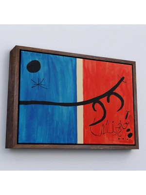 Uslucan Alışveriş Ahşap Çerçeveli Joan Miro - El Vol De L'alosa Çalışması TABLO-7135
