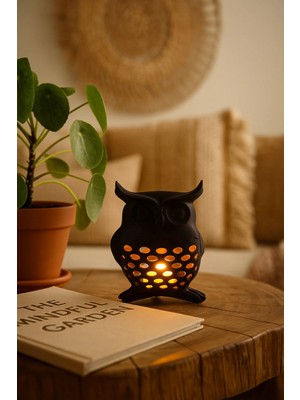 Uslucan Alışveriş 3D Dekoratif Baykuş Mumluk, Tealight Mumluk, Bohem Rustik Ev Dekoru, Hediyelik Romantik Aydınlatma