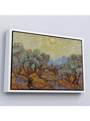 Uslucan Alışveriş Ahşap Çerçeveli Vincent Willem Van Gogh - Zeytin Ağaçları Tablosu - Olive TREES-7184