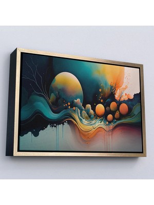 Uslucan Alışveriş Ahşap Çerçeveli Renkli Soyut Gece TABLOSU-7218