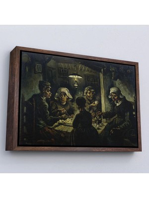 Uslucan Alışveriş Ahşap Çerçeveli Vincent Van Gogh Patates Yiyenler Tablo - The Potato Eaters BY-7169