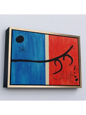 Uslucan Alışveriş Ahşap Çerçeveli Joan Miro - El Vol De L'alosa Çalışması TABLO-7135