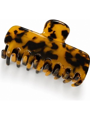 Les Petites Mains Kahverengi Leopar Desenli Kemik Asetat Saç Tokası