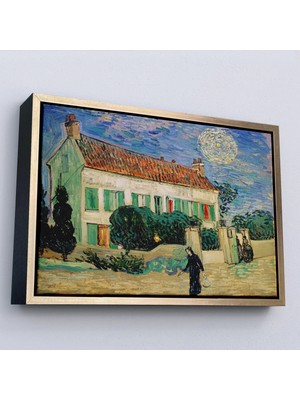 Uslucan Alışveriş Ahşap Çerçeveli Vincent Van Gogh - Geceleyin Beyaz Ev Tablo - White House At NIGHT-7173