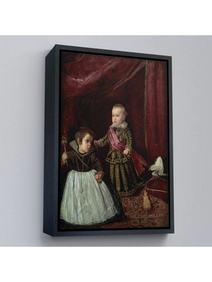 Uslucan Alışveriş Ahşap Çerçeveli Diego Velázquez - Prens Balthasar Charles Cüceyle Birlikte TABLO-7282