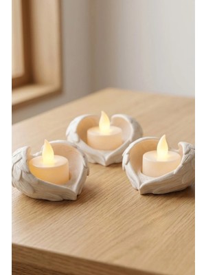 Uslucan Alışveriş Melek Işığı Seti 3’lü Melek Kanatlı LED Mum Dekoratif Tealight 8 x 7 cm