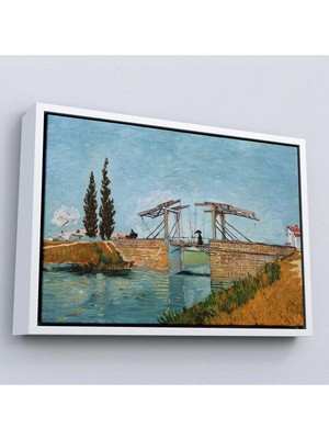 Uslucan Alışveriş Ahşap Çerçeveli Vincent Van Gogh Arles'taki Langlois Köprüsü Tablo - Langlois Bridge At ARLES-7171
