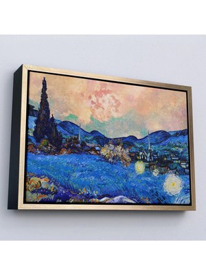 Uslucan Alışveriş Ahşap Çerçeveli Vincent Van Gogh - Yeniden Düzenlenen Manzara TABLO-7175