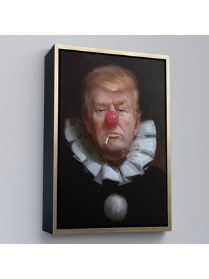 Uslucan Alışveriş Ahşap Çerçeveli Palyaço Donald Trump TABLO-7849