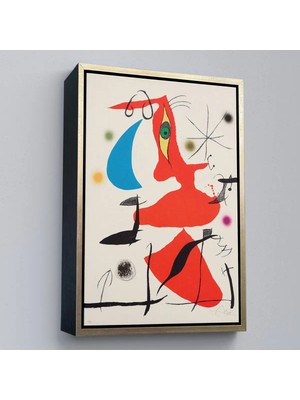 Uslucan Alışveriş Ahşap Çerçeveli Joan Miro - Sürreal Soyut TABLO-7365