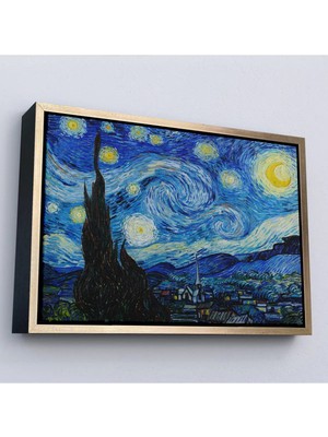 Uslucan Alışveriş Ahşap Çerçeveli Vincent Van Gogh - Yıldızlı Gece Tablo - The Starry NIGHT-7133