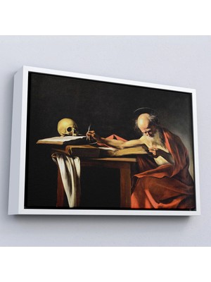 Uslucan Alışveriş Ahşap Çerçeveli Caravaggio - Saint Jerome Yazma TABLO-7124