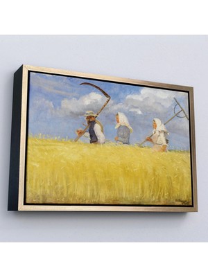 Uslucan Alışveriş Ahşap Çerçeveli Anna Ancher - Işçiler Tablo - HARVESTERS-7156