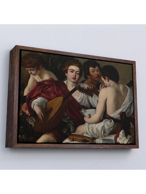 Uslucan Alışveriş Ahşap Çerçeveli Caravaggio - Müzisyenler Tablo - The MUSICIANS-7144