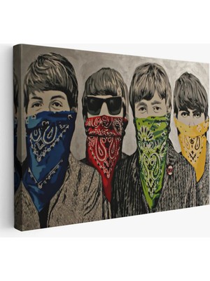 Uslucan Alışveriş Bansky'nin Bandanalı Beatles Çocuklar Isimli Çalışması Kanvas TABLO-5011