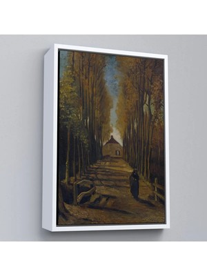 Uslucan Alışveriş Ahşap Çerçeveli Vincent Van Gogh - Sonbaharda Kavaklı Yol Tablo - Avenue Of Poplars In AUTUMN-7473
