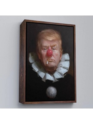 Uslucan Alışveriş Ahşap Çerçeveli Palyaço Donald Trump TABLO-7849