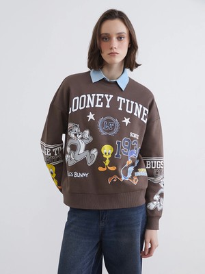 Lc Waikiki Yeni Sezon Looney Tunes Baskılı Kadın Kalın Sweatshirt