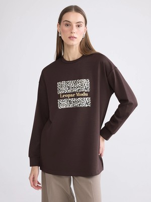 Lc Waikiki Yeni Sezon Baskılı Oversize Kadın Sweatshirt Tunik