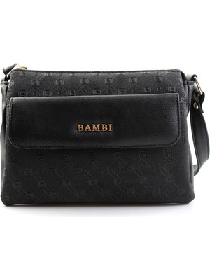 Bambi Siyah Baskı Detaylı  Kadın Postacı Çanta C06650265710