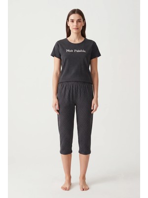 Mirano Kısa Kol %100 Pamuk Penye Puantiye Desen Pijama Takımı