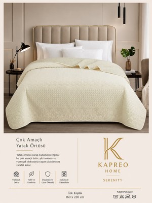 Kapreo Home Çok Amaçlı Çift Kişilik Çift Taraflı Yatak Örtüsü 200 x 220 Açık Bej