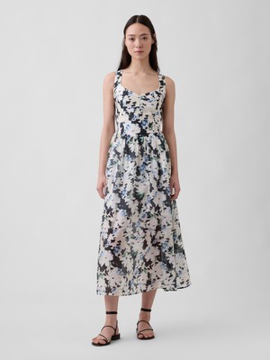 Gap Kadın Çok Renkli Seamed Drop-Waist Maxi Elbise