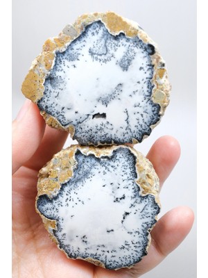 Healcrystal Dendritik Simya: Merlinit (Dendritik Opal) - Cilalı Çift