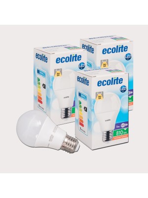 Ecolite A60 9 W Sarı Klasik E27 Duy 3'lü LED Ampul (3'li Paket)