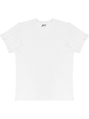 Brix Erkek Elastan V Yaka Tshirt Beyaz Xl  (3'li Paket)