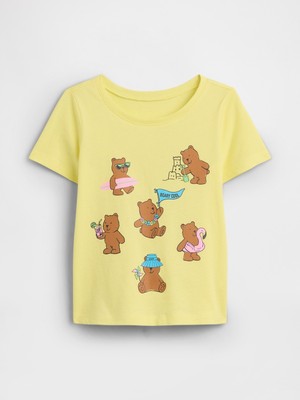 Gap Kız Bebek Sarı Grafik Baskılı T-Shirt