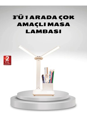Kısılabilir LED Masa Lambası – Kalemlik ve Telefon Standlı, Göz Yormayan Işık