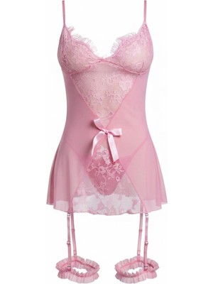 C&city Dantel Detaylı Babydoll Pembe