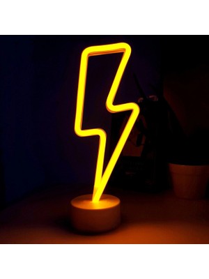 Neon Işıklı Şimşek Lamba Usb+Pil