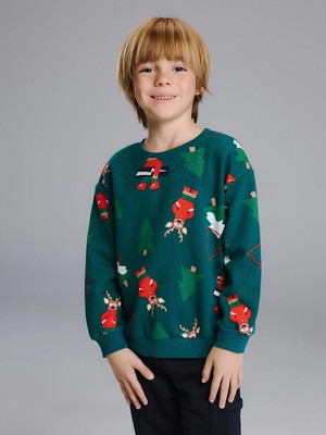 Lc Waikiki Yeni Sezon Yılbaşı Temalı Erkek Çocuk Kalın Sweatshirt