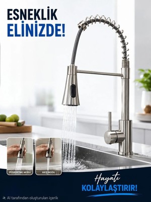 VİTKARSU ARMATÜR Spiralli Endüstriyel Mutfak Eviye Bataryası - Inox