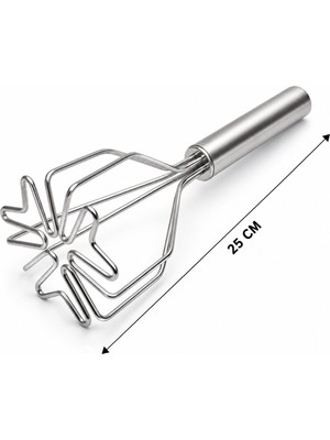 Artisan Cappadocia Kalp Şekil Çap: 9cm Krom SAPLI=12CM Metal Patates Ezici Toplam Uzunluk: 26CM (5639)