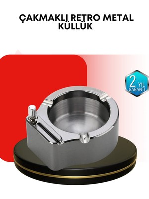 Paslanmaz Çakmaklı Küllük Modern Masa Üstü Aksesuar
