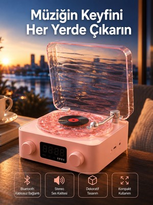 sbodurhome Retro Kristal Netliğinde Ses – Gece Işıklı Retro Bluetooth Hoparlör Yeni Nesil