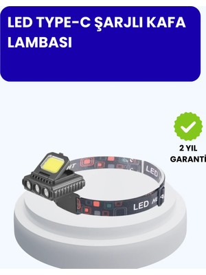 800 Lumen LED Kafa Lambası Cob ve Xpe LED Type C Şarjlı Ayarlanabilir