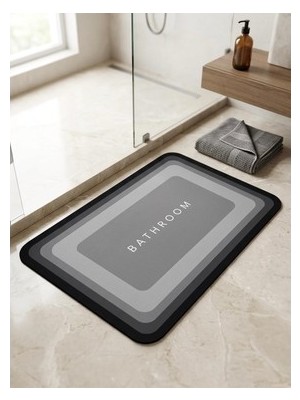 Veloxa Banyo Paspası Kaymaz Süper Emici Nappa Deri Gri Gradyan 38X58 cm
