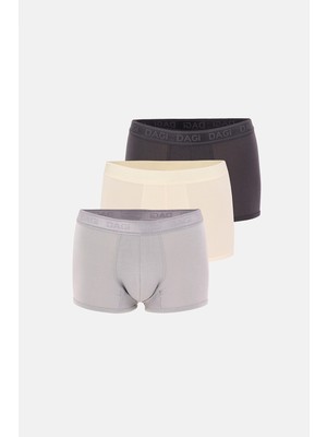 Dagi Antrasit-Gri 3'lü Desenli Micro Modal Boxer
