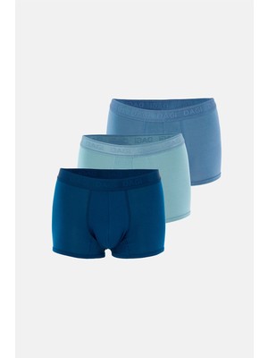 Dagi Açık Mavi-Mavi 3'lu Düz Micro Modal Boxer